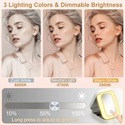 1Pc Portable Travel Makeup Bag With LED Mirror - larenn