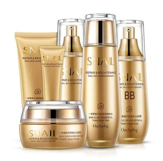 Set Soin Hydratant 6 pcs skincare kit with cleanser, cream, toner, eye care, and BB cream for all skin types