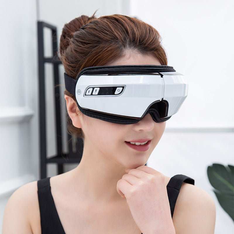 Appareil de massage oculaire électrique Larenn avec pression d’air, compresse chaude, vibration et Bluetooth, modèle NTY06