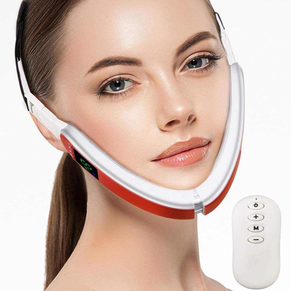 masseur visage sculptant LED avec thérapie infrarouge et double lumière LED rouge et bleue pour soin anti-âge et remodelant